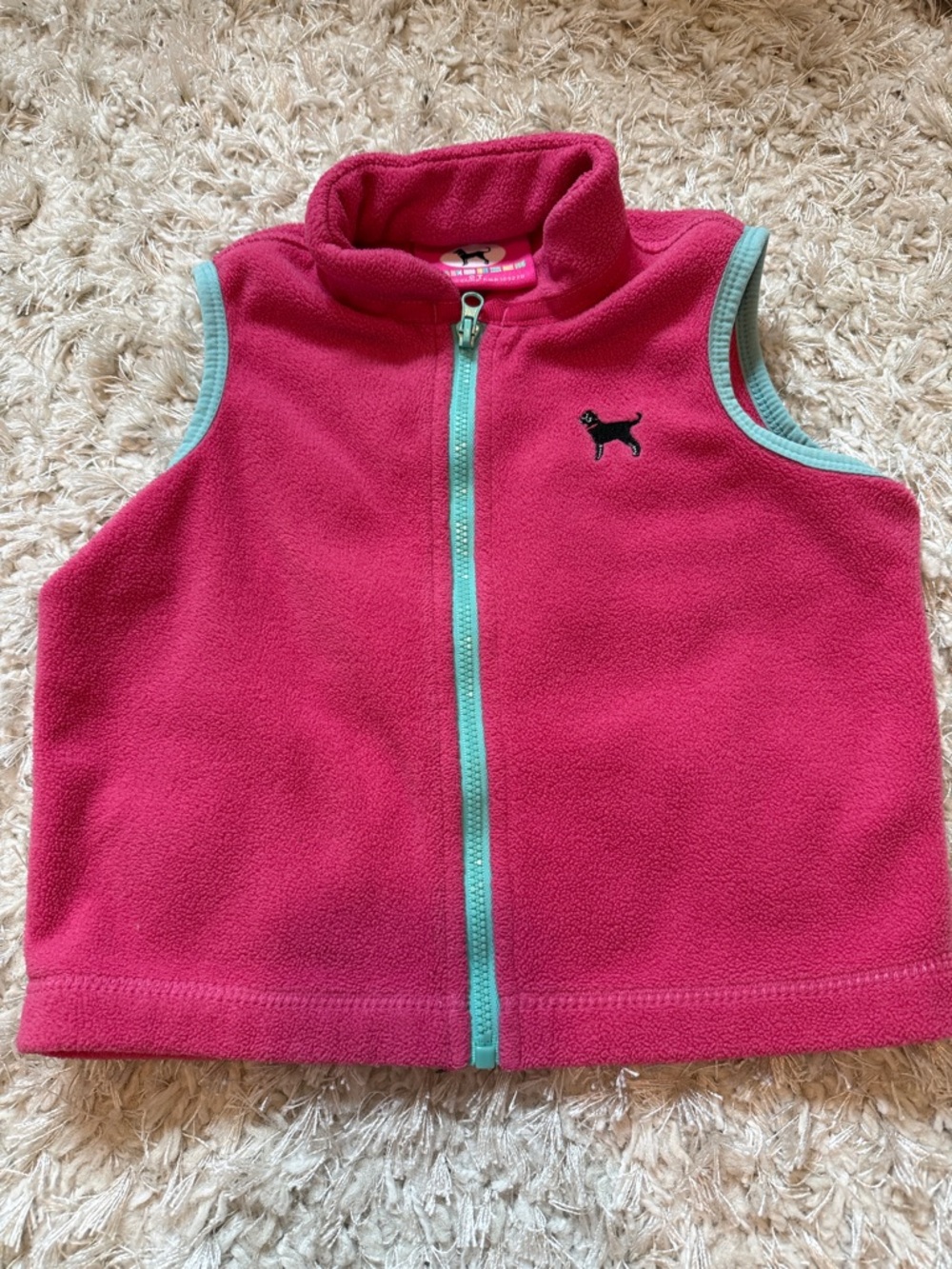 The Black Dog Hot Pink Fleece Vest with Aqua Trim
